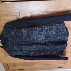 Helix men's shirt.  Long sleeve with snap closing.  Solid black back and sleeves